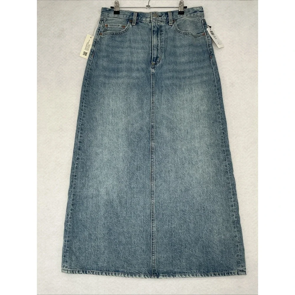 Aritzia Denim Forum '90s Nina Hi Rise Maxi Denim Skirt Size 29 Blue Pencil